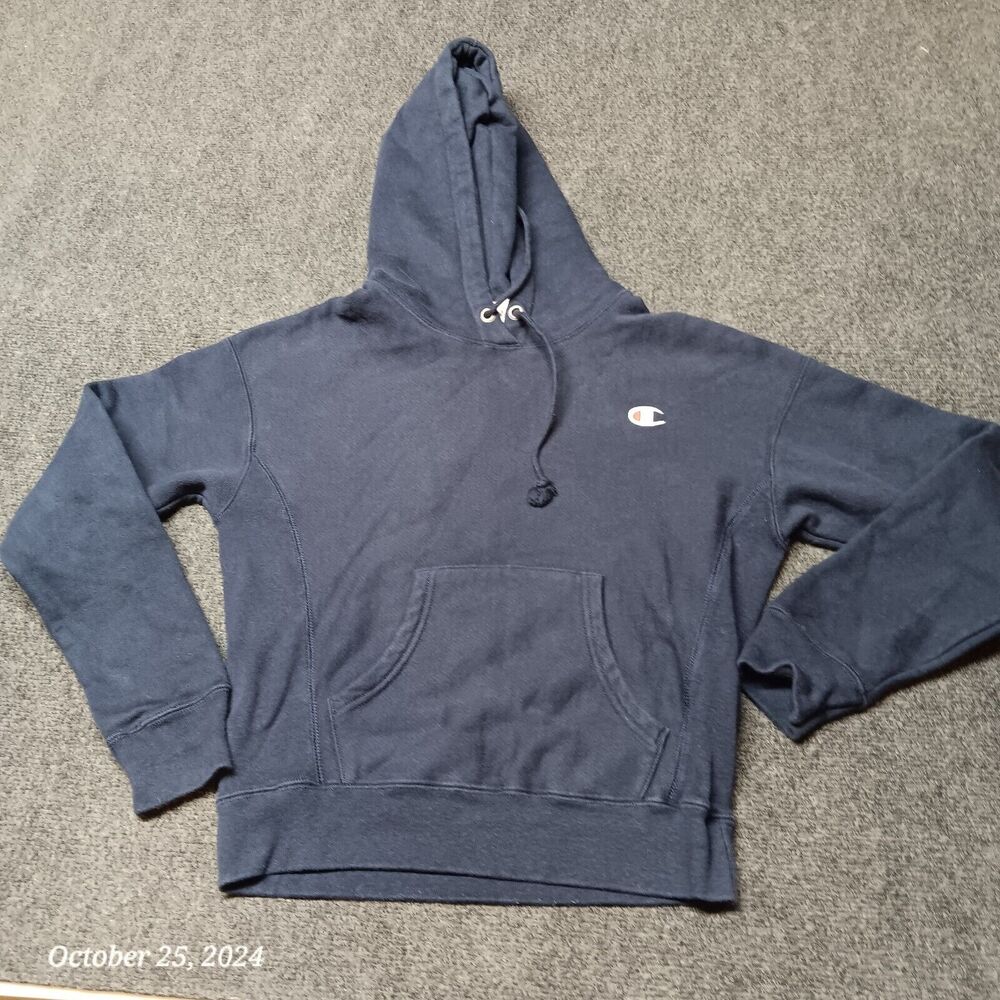 Vintage Champion Reverse Weave Hoodie Adult XS X-Small Blue Pullover Sweatshirt